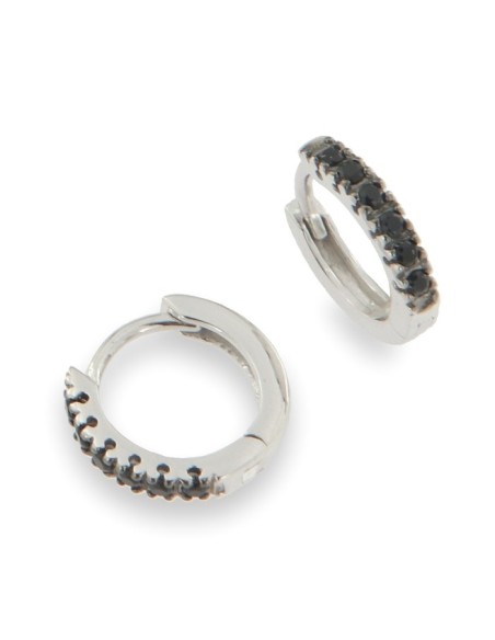PENDIENTES ARO ZN BLACK PLATA DE 1ª LEY