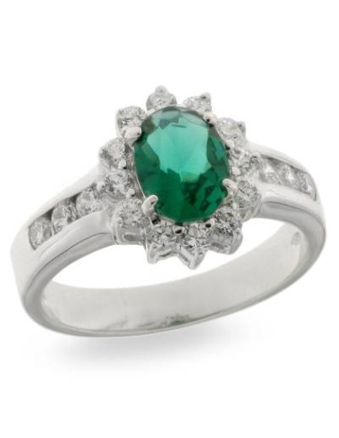 ANILLO ZN VERDE ROSETTON PLATA DE 1ª LEY