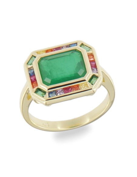 ANILLO ZN COLORES CUADRADO PLATA CHAP DE 1ª LEY