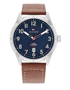 RELOJ PIEL MARRÓN ESFERA AZUL TOMMY