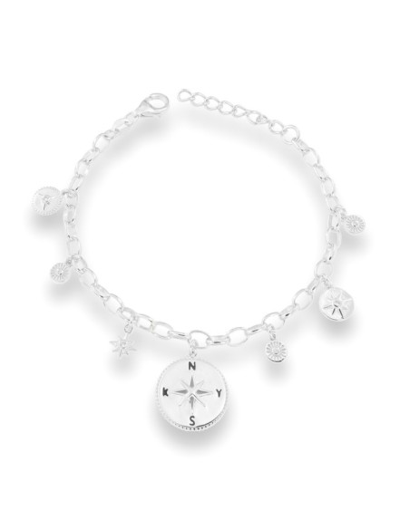 PULSERA ROSA DE LOS VIENTOS PLATA DE 1ª LEY