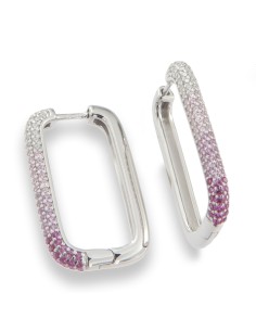 PENDIENTES ZN FUCSIA PLATA  DE 1ª LEY