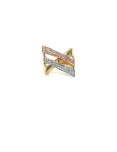 ANILLO ORO TRICOLOR CIRCONITAS ORO DE 18K