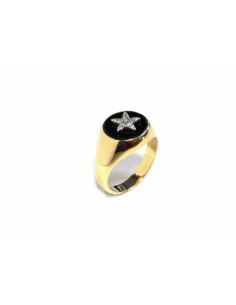 0,06ct- ANILLO AO ONIX ESTRELLA ORO DE 18K