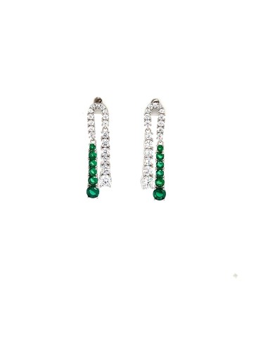 PENDIENTES CIRCONITA BLANCA Y VERDE PLATA 1ª LEY