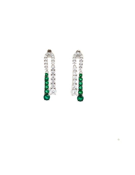 PENDIENTES CIRCONITA BLANCA Y VERDE PLATA 1ª LEY
