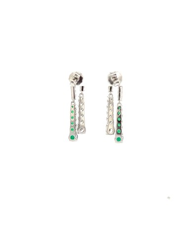 PENDIENTES CIRCONITA BLANCA Y VERDE PLATA 1ª LEY