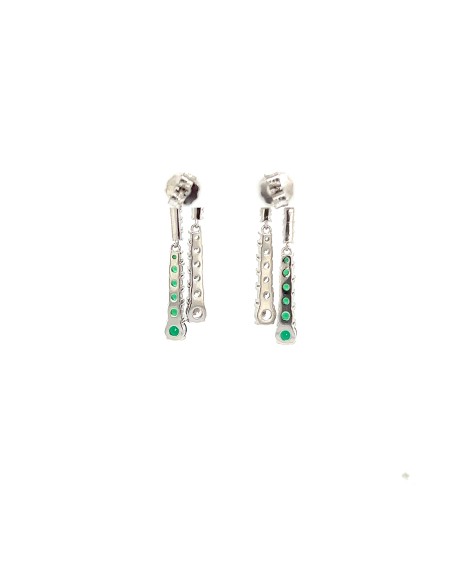 PENDIENTES CIRCONITA BLANCA Y VERDE PLATA 1ª LEY