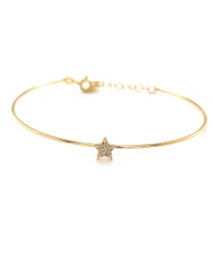 PULSERA RÍGIDA ESTRELLA CIRCONITA ORO 9K