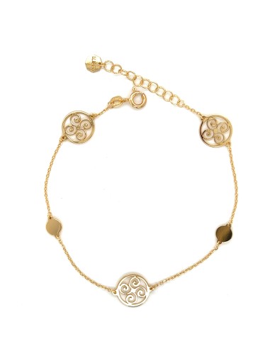 PULSERA MOTIVO REDONDO ONDAS ORO 9K