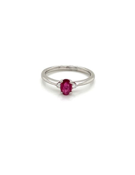 0,052ct- ANILLO RUBÍ  DIAMANTES ORO 18K