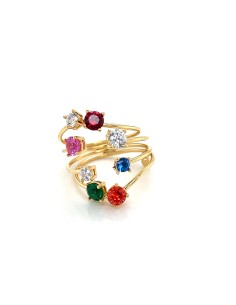 ANILLO CINCO PIEDRAS 3MM Y TRES PIEDRAS 2MM ORO 9K