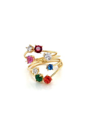 ANILLO CINCO PIEDRAS 3MM Y TRES PIEDRAS 2MM ORO 9K
