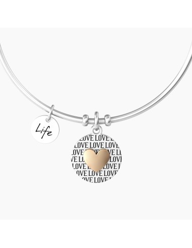 PULSERA ACERO COLGANTE REDONDO Y CORAZÓN