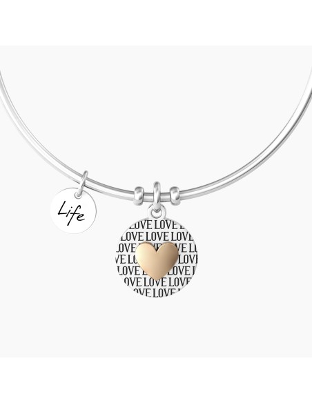 PULSERA ACERO COLGANTE REDONDO Y CORAZÓN