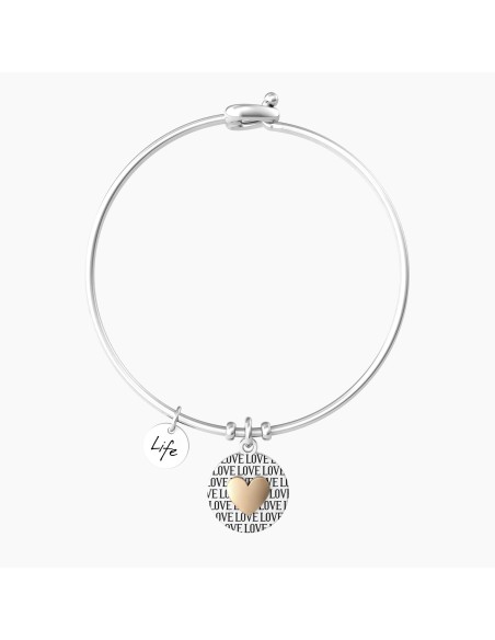 PULSERA ACERO COLGANTE REDONDO Y CORAZÓN