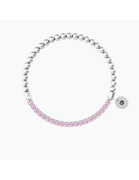 PULSERA ELÁSTICA ACERO CIRCONITAS ROSAS