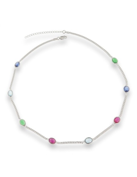 GARGANTILLA PIEDRAS COLORES PLATA DE 1ª LEY