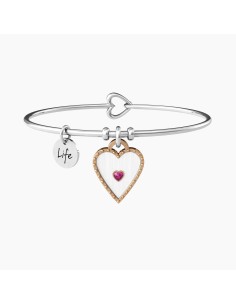 PULSERA ACERO RUBÍ SINTÉTICO FORMA CORAZÓN