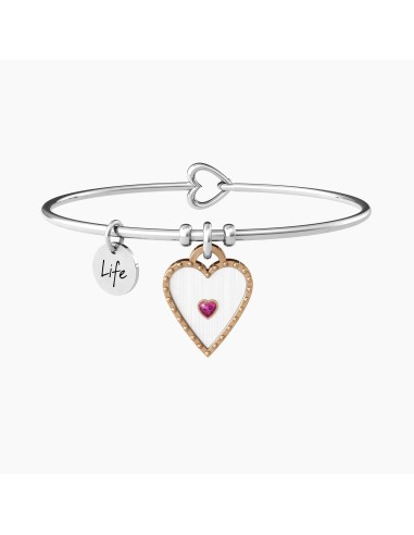 PULSERA ACERO RUBÍ SINTÉTICO FORMA CORAZÓN