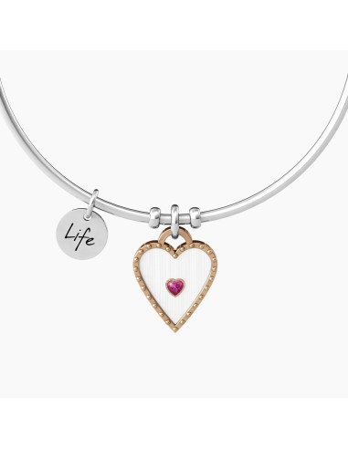PULSERA ACERO RUBÍ SINTÉTICO FORMA CORAZÓN