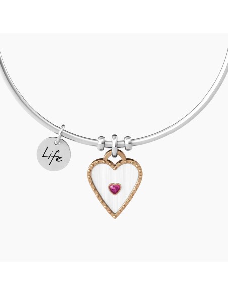 PULSERA ACERO RUBÍ SINTÉTICO FORMA CORAZÓN