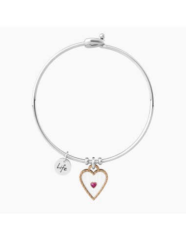 PULSERA ACERO RUBÍ SINTÉTICO FORMA CORAZÓN