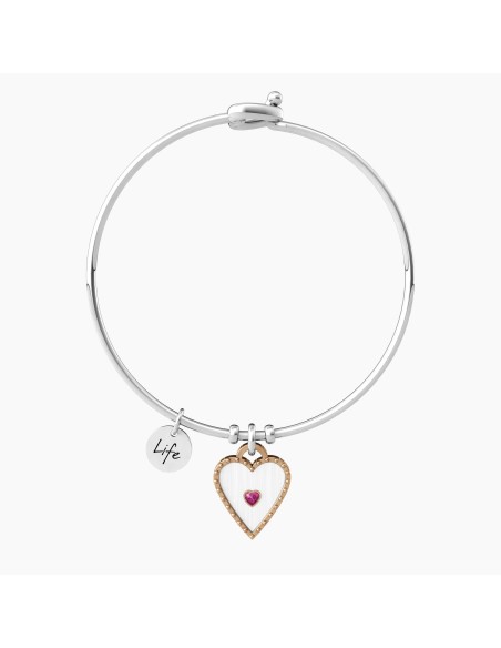 PULSERA ACERO RUBÍ SINTÉTICO FORMA CORAZÓN