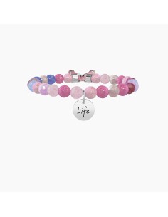 PULSERA ELÁSTICA ESFERAS ÁGATA MULTICOLOR ACERO