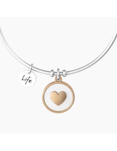 PULSERA RÍGIDA COLGANTE ROSADO CORAZÓN ACERO 2