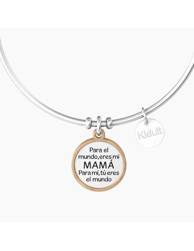 PULSERA RÍGIDA COLGANTE ROSADO CORAZÓN ACERO