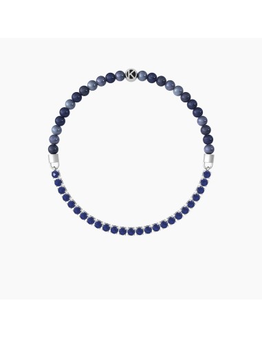PULSERA ELÁSTICA ZAFIROS SINTÉTICOS ACERO