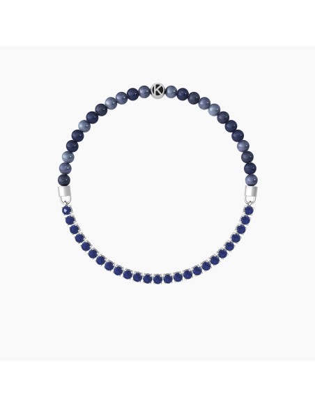 PULSERA ELÁSTICA ZAFIROS SINTÉTICOS ACERO