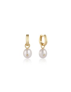 PENDIENTES DE ARO PERLAS PLATA CHAPADA