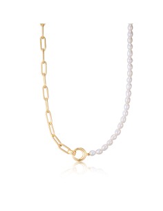 GARGANTILLA CADENA ESLABONES PERLAS PLATA CHAP