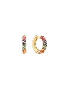 PENDIENTES ARO ARCO IRIS PLATA CHAPADA