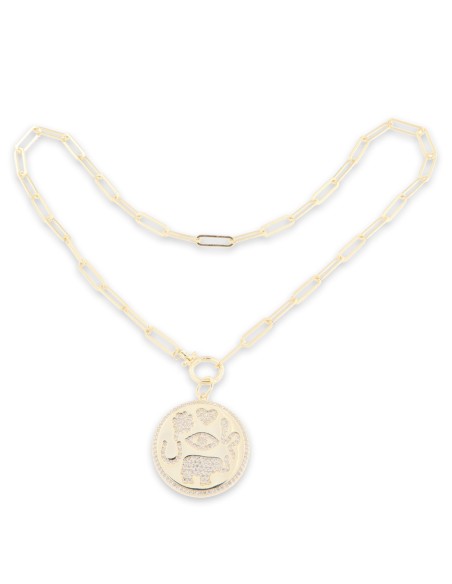 GARGANTILLA ESLABONES MEDALLON PLATA CHAPADA 