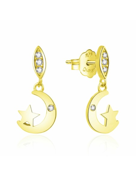 PENDIENTES COLGANTE ESTRELLALUNA PLATA CHAPADA 