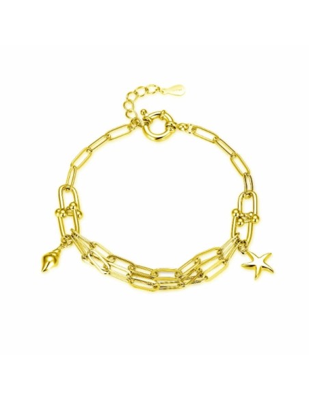 PULSERA CADENA GRUESA CHARMS PLATA CHAPADA