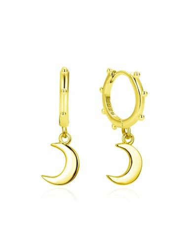 PENDIENTES ARO BOLITAS LUNA  PLATA CHAP 1ª LEY L