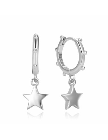 PENDIENTES ARO BOLITAS STAR PLATA  1ª LEY