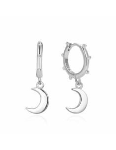 PENDIENTES ARO B LUNA PLATA DE 1ª LEY