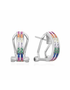 PENDIENTES OMEGA LINEAS ZN COLORES PLATA 1ª LEY