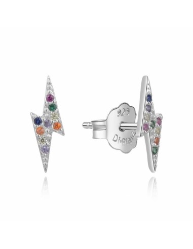 PENDIENTES RAYO ZN COLOR PLATA DE 1ª LEY