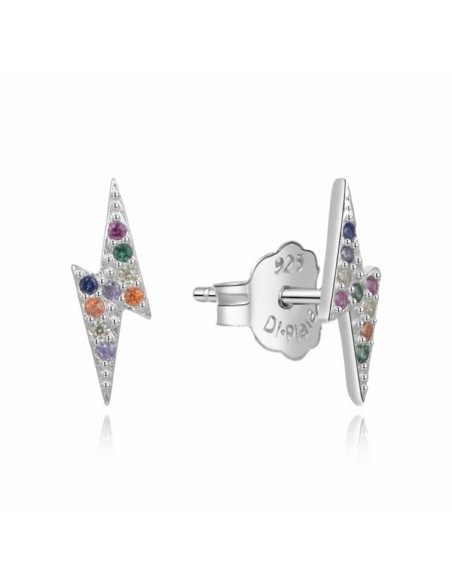 PENDIENTES RAYO ZN COLOR PLATA DE 1ª LEY