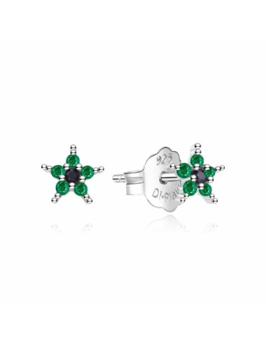 PENDIENTES FLOR VERDE PLATA DE 1ª LEY