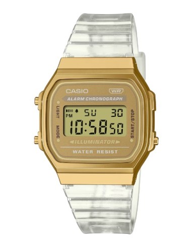 RELOJ CASIO UNISEX DORADO CORREA TRENSPARENTE