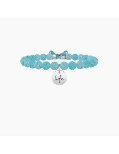 PULSERA ELÁSTICA ACERO ESFERAS DE TURQUESA