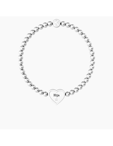 PULSERA ELÁSTICA ACERO CORAZÓN HIJA