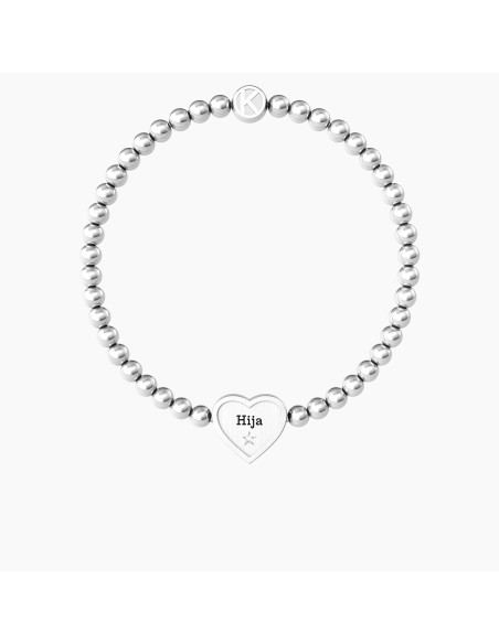 PULSERA ELÁSTICA ACERO CORAZÓN HIJA